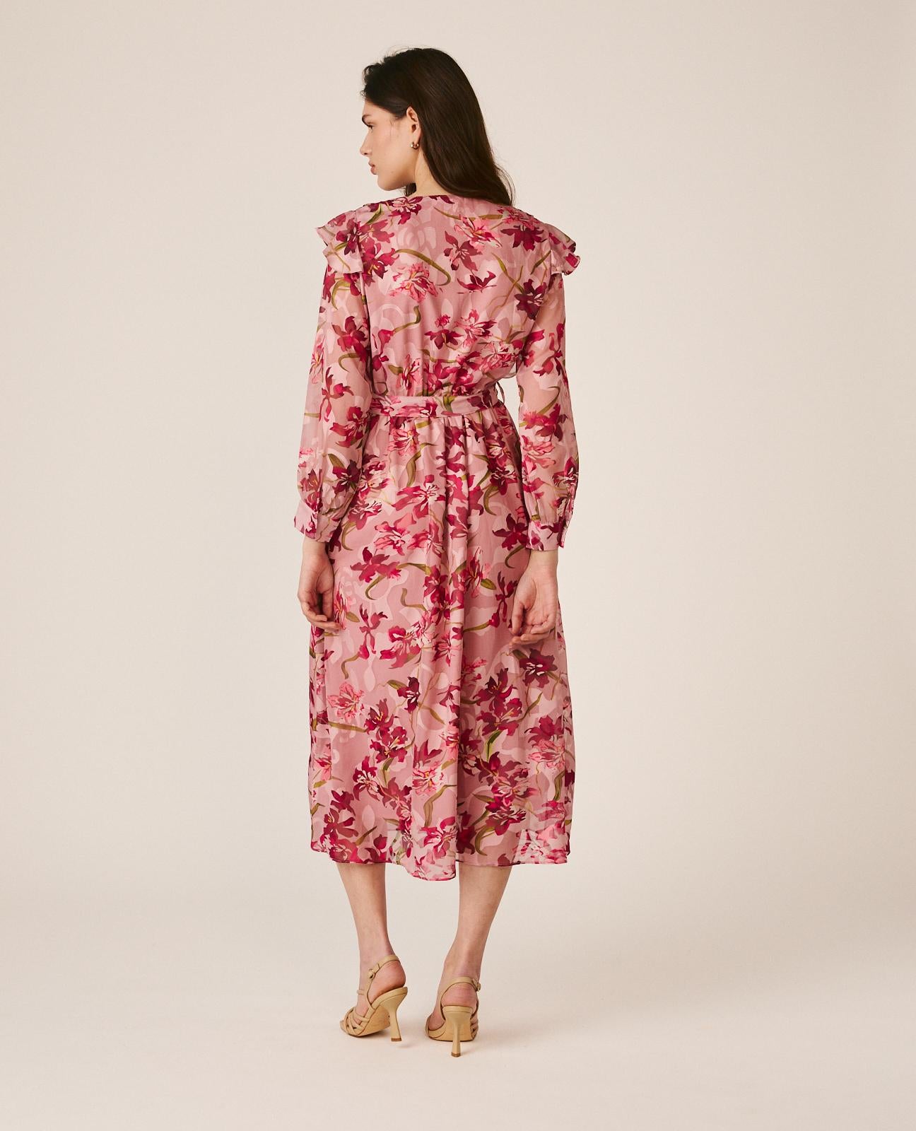 VESTIDO MIDI MANGA ABLUSADA