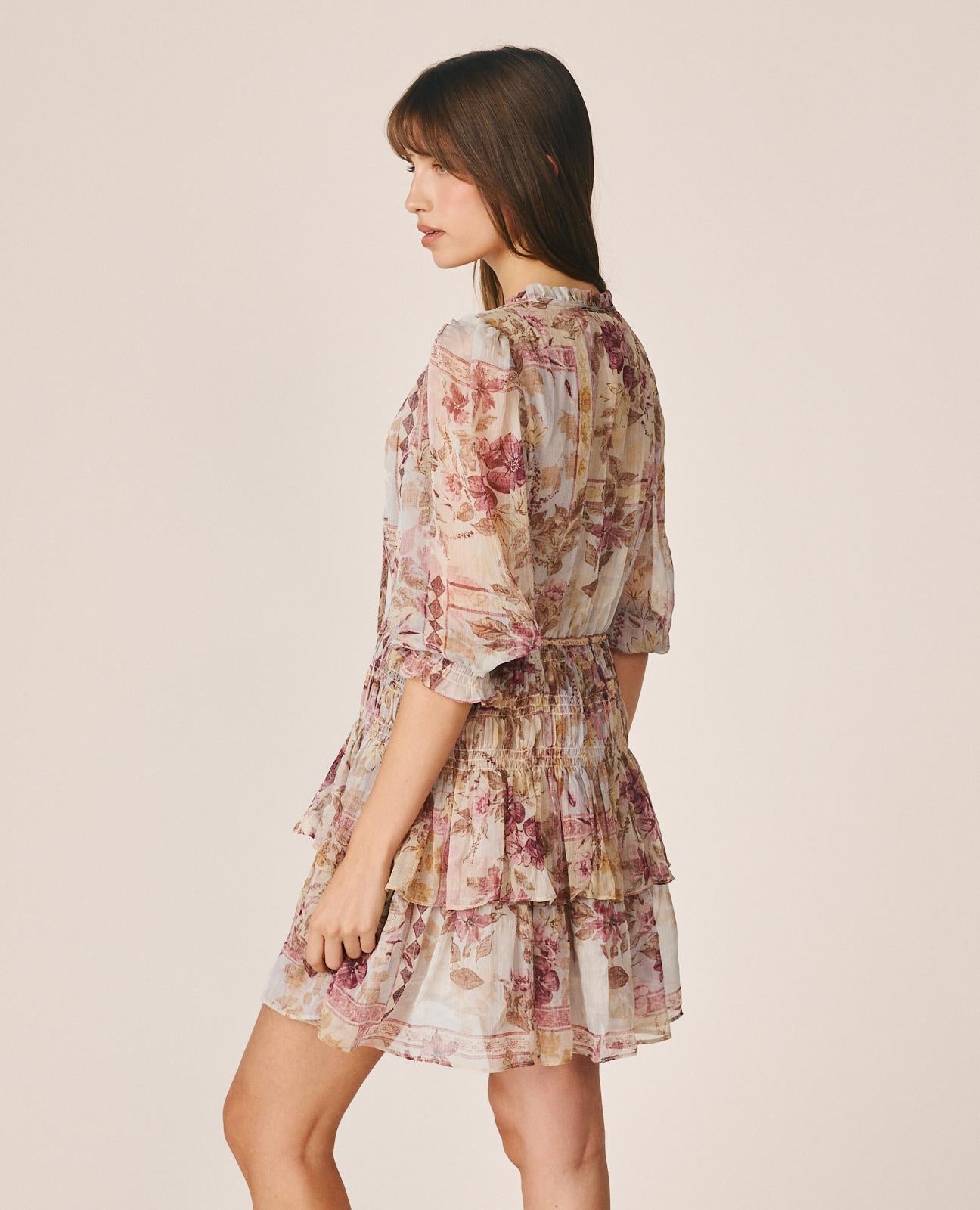 VESTIDO MINI GASA ESTAMPADO FLORAL