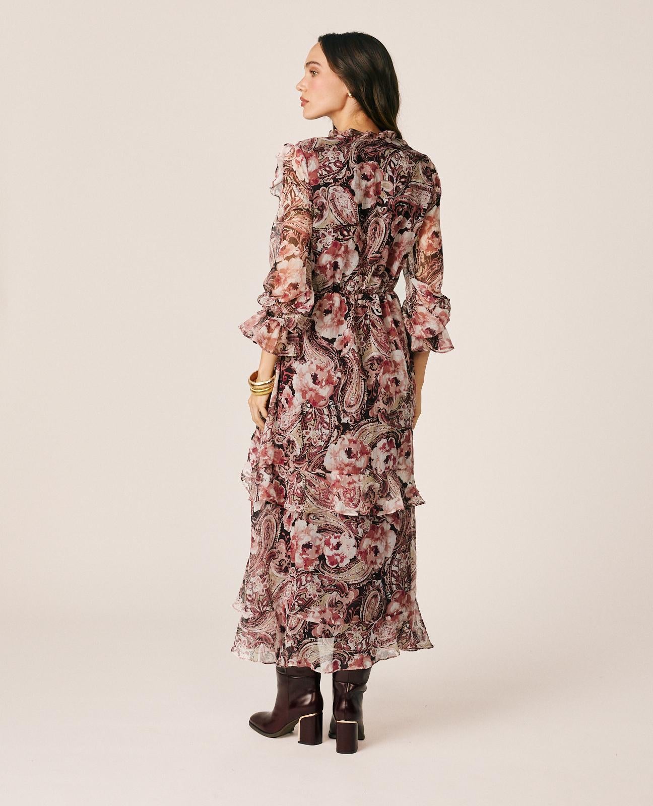 VESTIDO MIDI GASA FLORAL