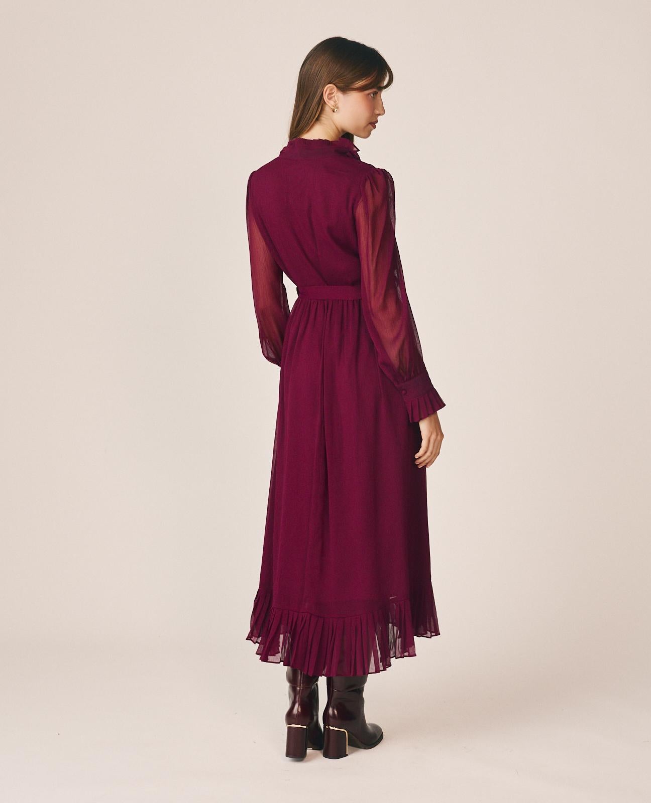 VESTIDO MIDI GASA CUELLO CAMISERO
