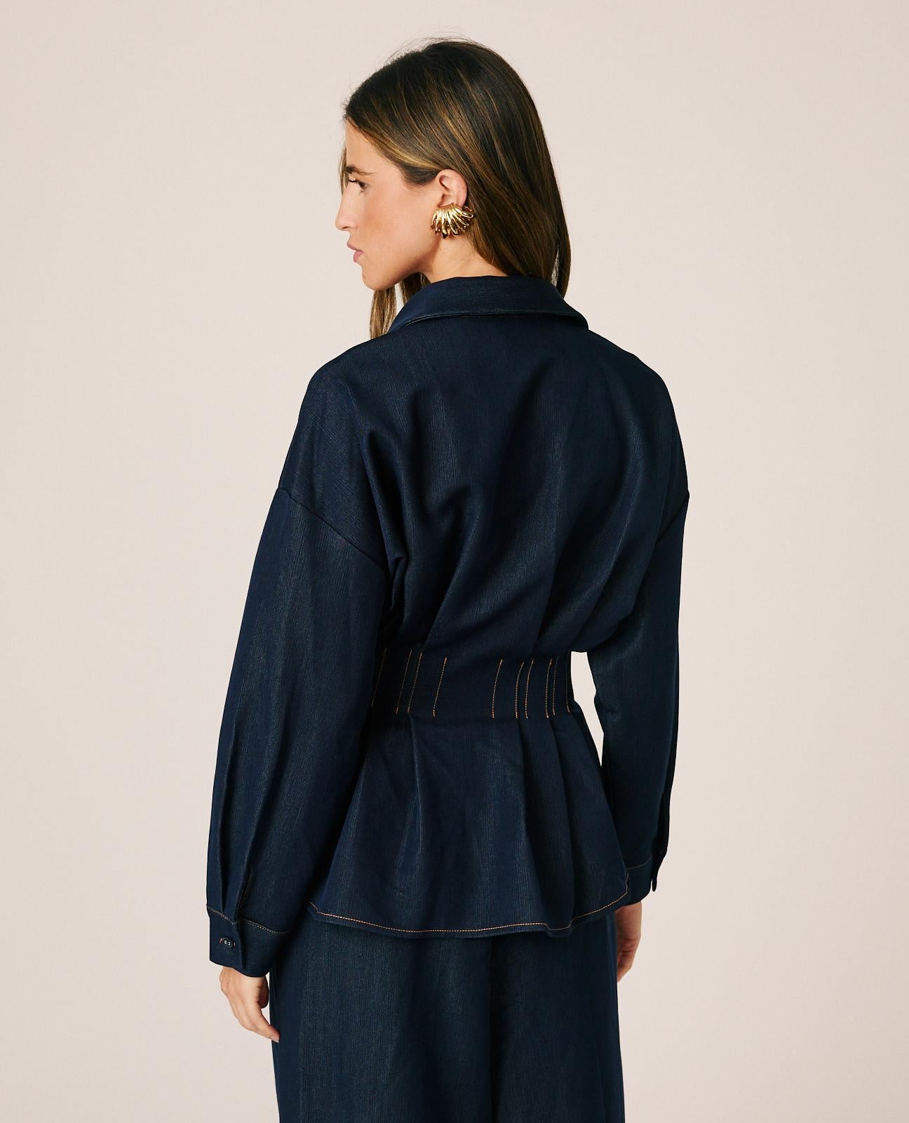 CAMISA DENIM PLISADA