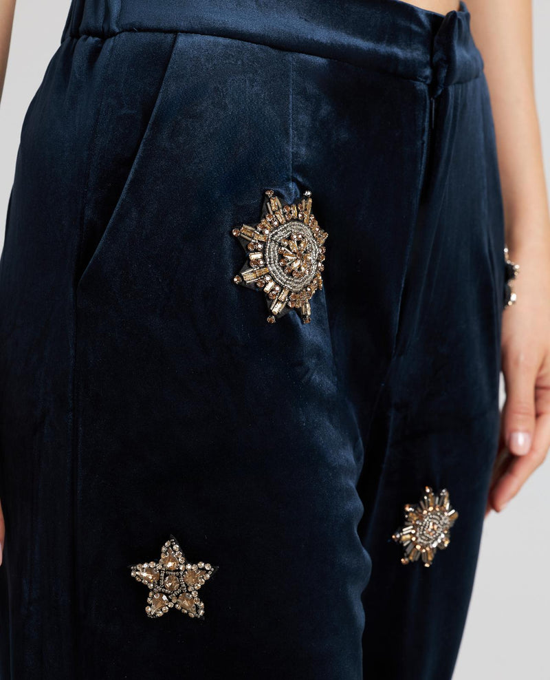 PANTALÓN RECTO TERCIOPELO ABALORIOS