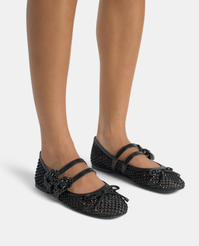 BALLERINE ROUGE BOUCLES STRASS