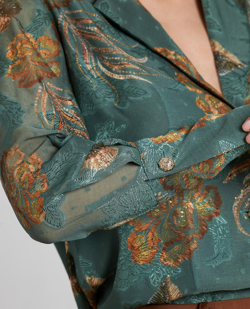 PRINTED SHIRT WITH JEWEL BUTTON