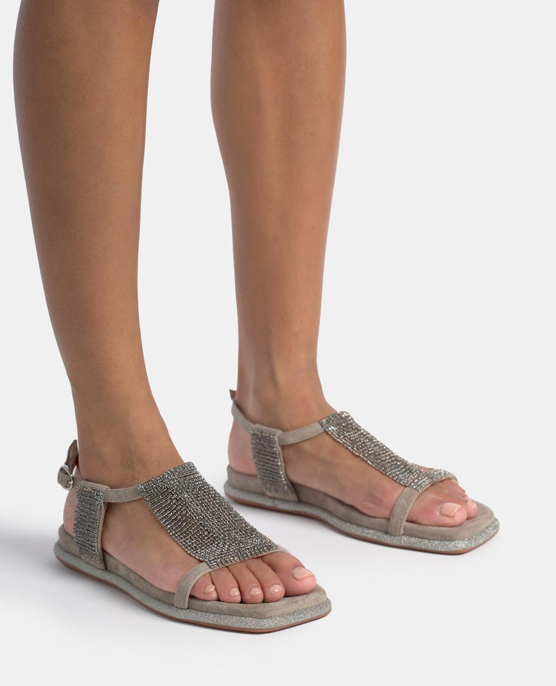 SANDALIA PLANA RED PEDRERÍA