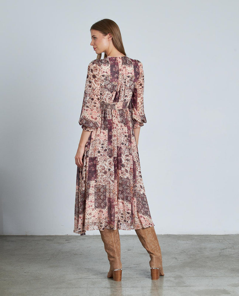 VESTIDO ESTAMPADO MANGA ABULLONADA