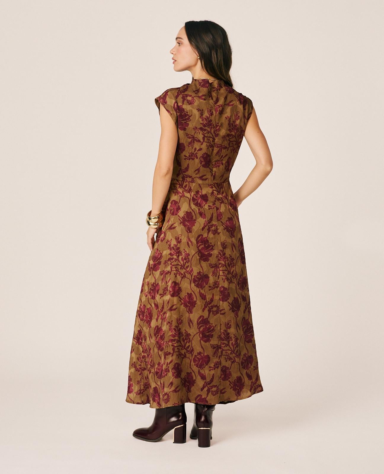 VESTIDO LARGO JACQUARD FLORAL