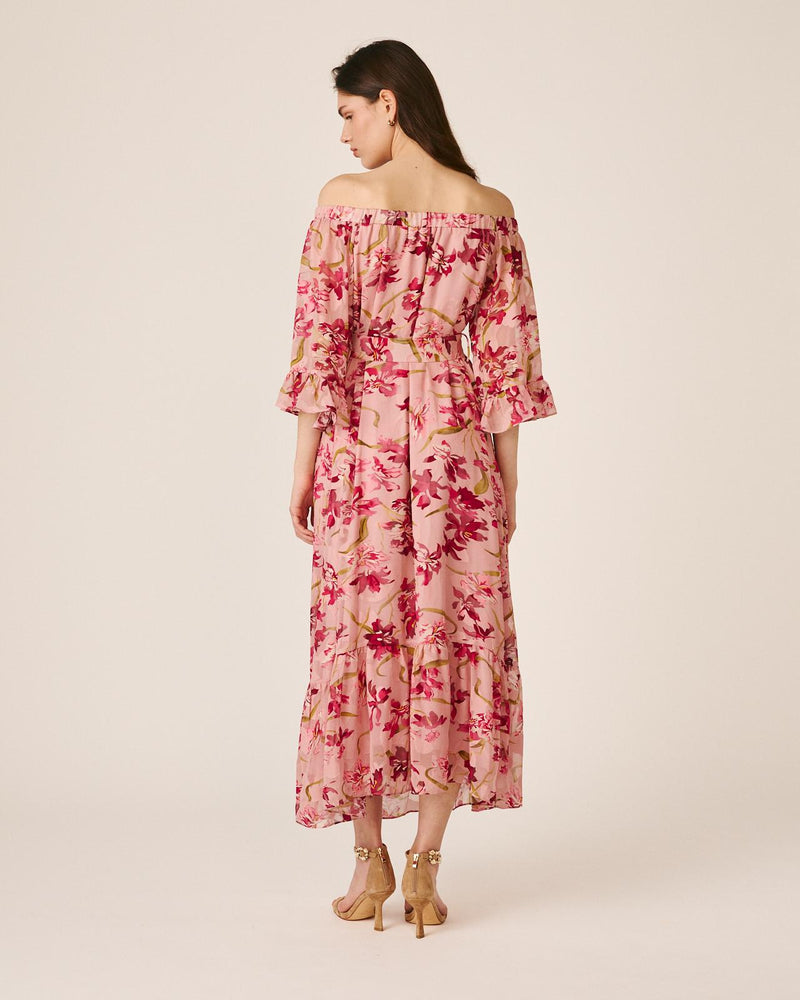 VESTIDO MÉDIO COM MANGAS FOLHADAS