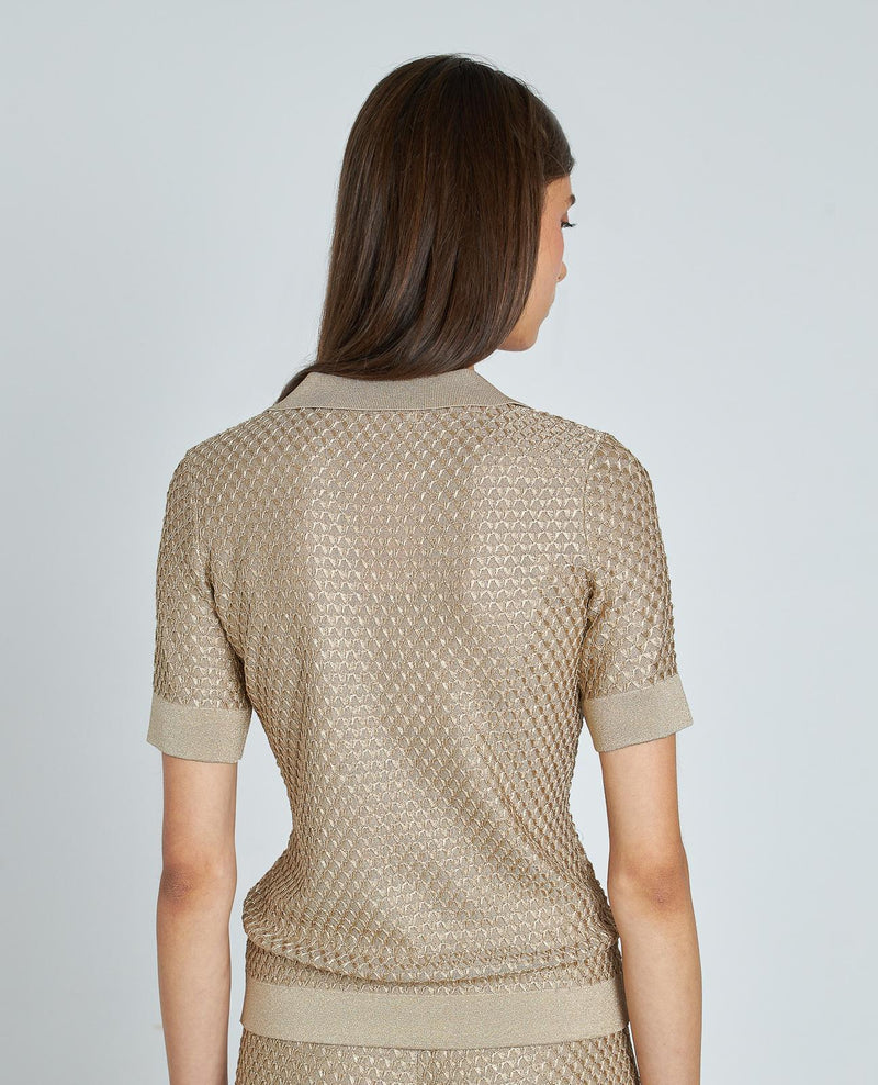 TOP PUNTO TEXTURA METALIZADO