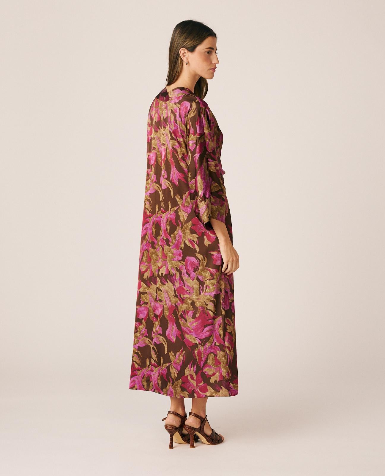 VESTIDO MIDI SATÉN FLORAL