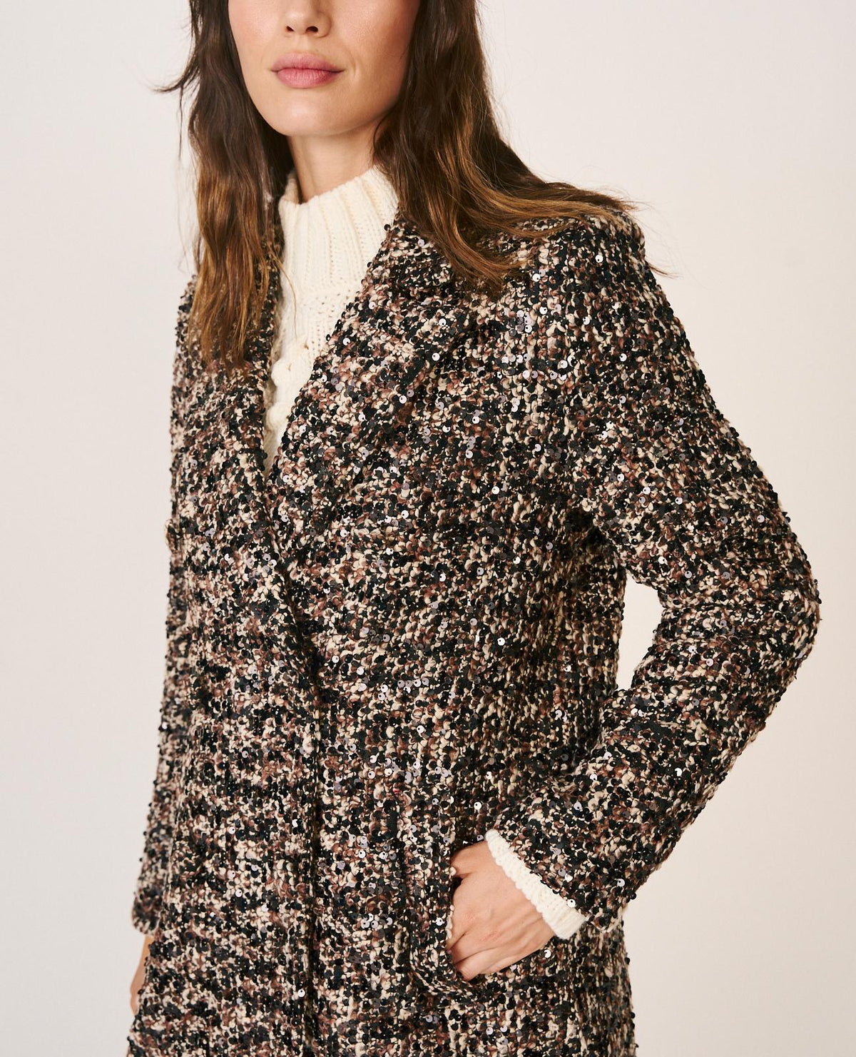 CAPPOTTO IN TWEED CON PAILLETTES