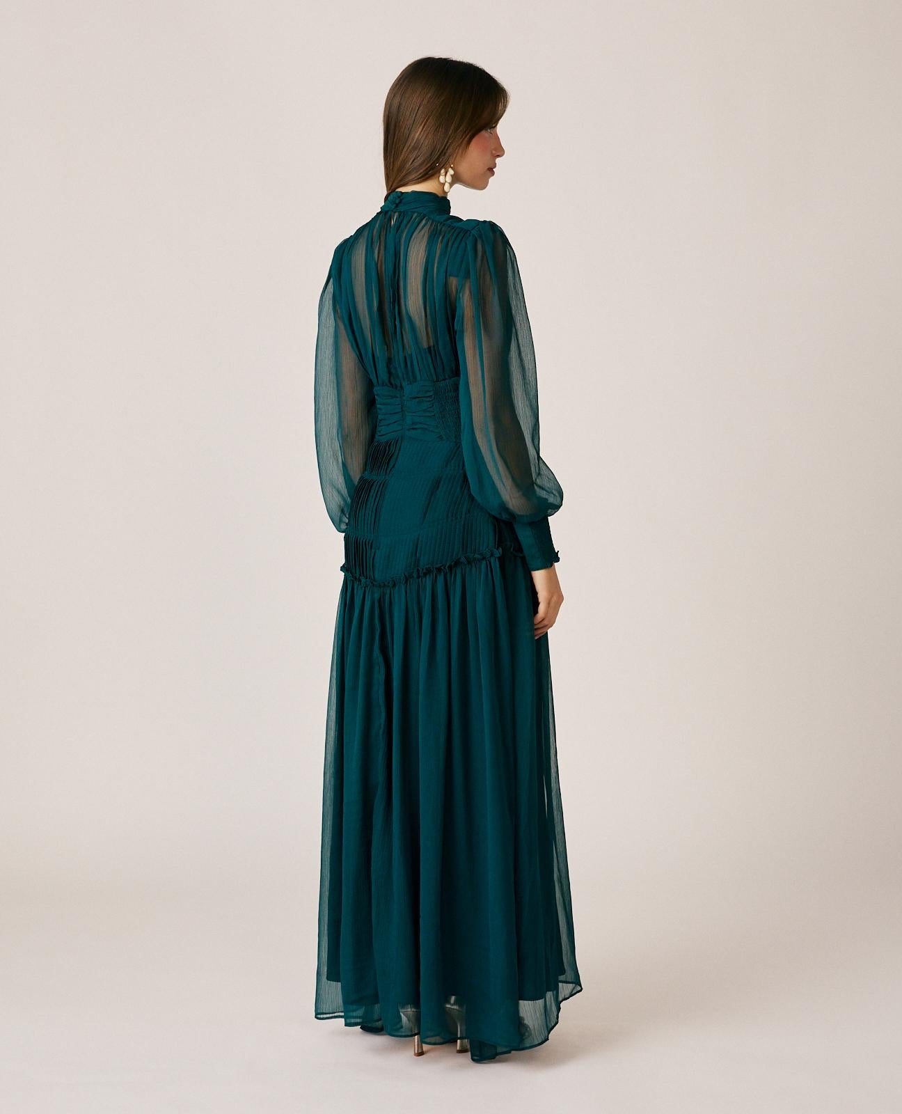 VESTIDO LARGO GASA PLISADO