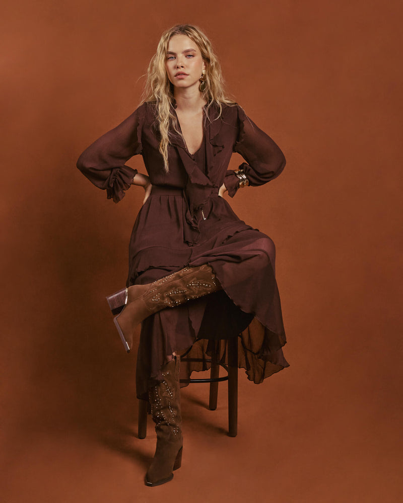 ROBE À VOLANTS CEINTURE