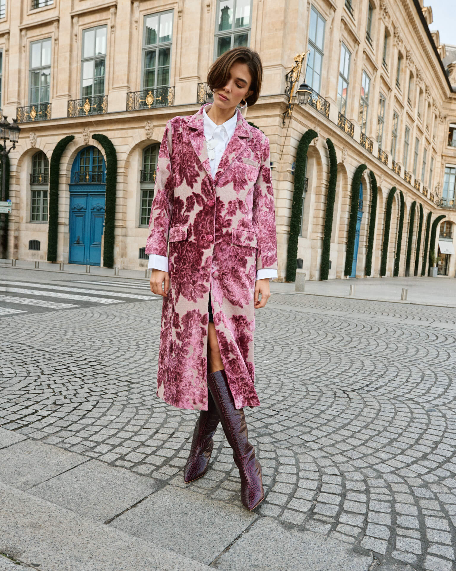 CAPPOTTO DI VELLUTO A FIORI