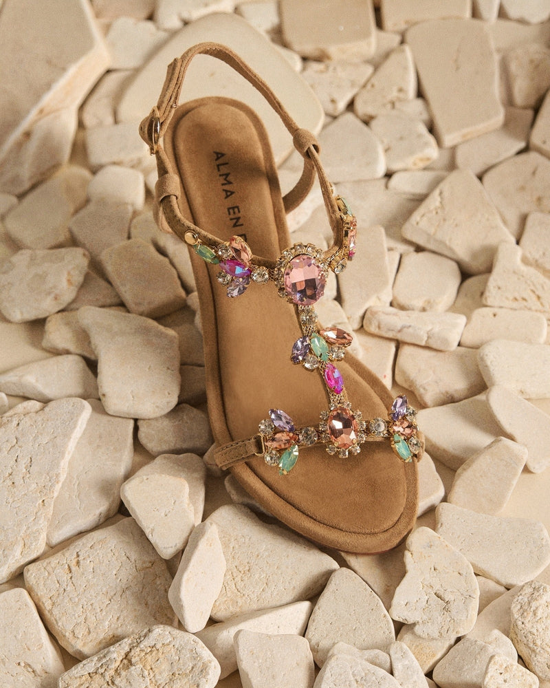 SANDALS WITH A CENTRAL STRAP AND Rhinestones