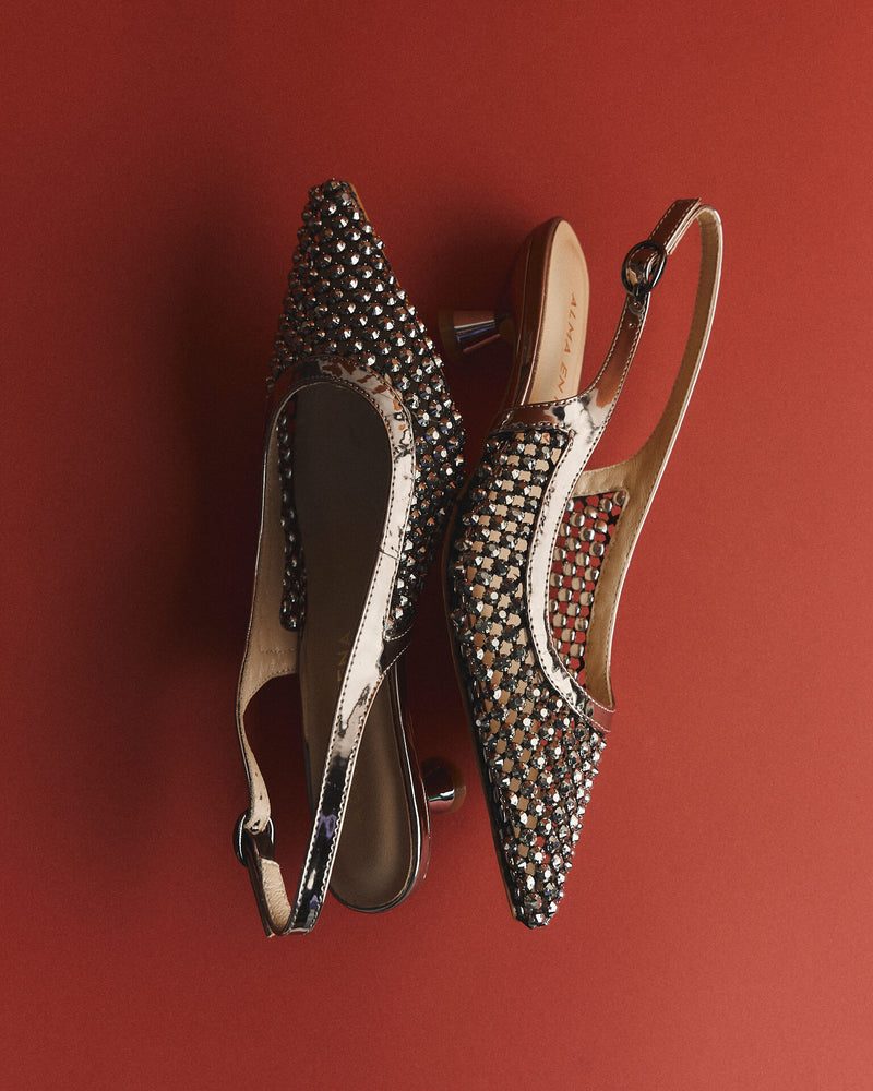 METALLIC EFFECT MESH SLIP-ON SHOE