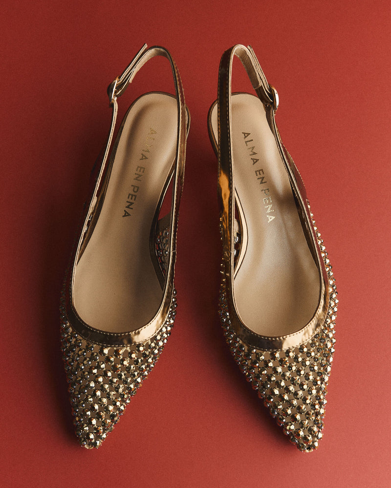 SAPATO SEM SALTO MALHA EFEITO METALIZADO