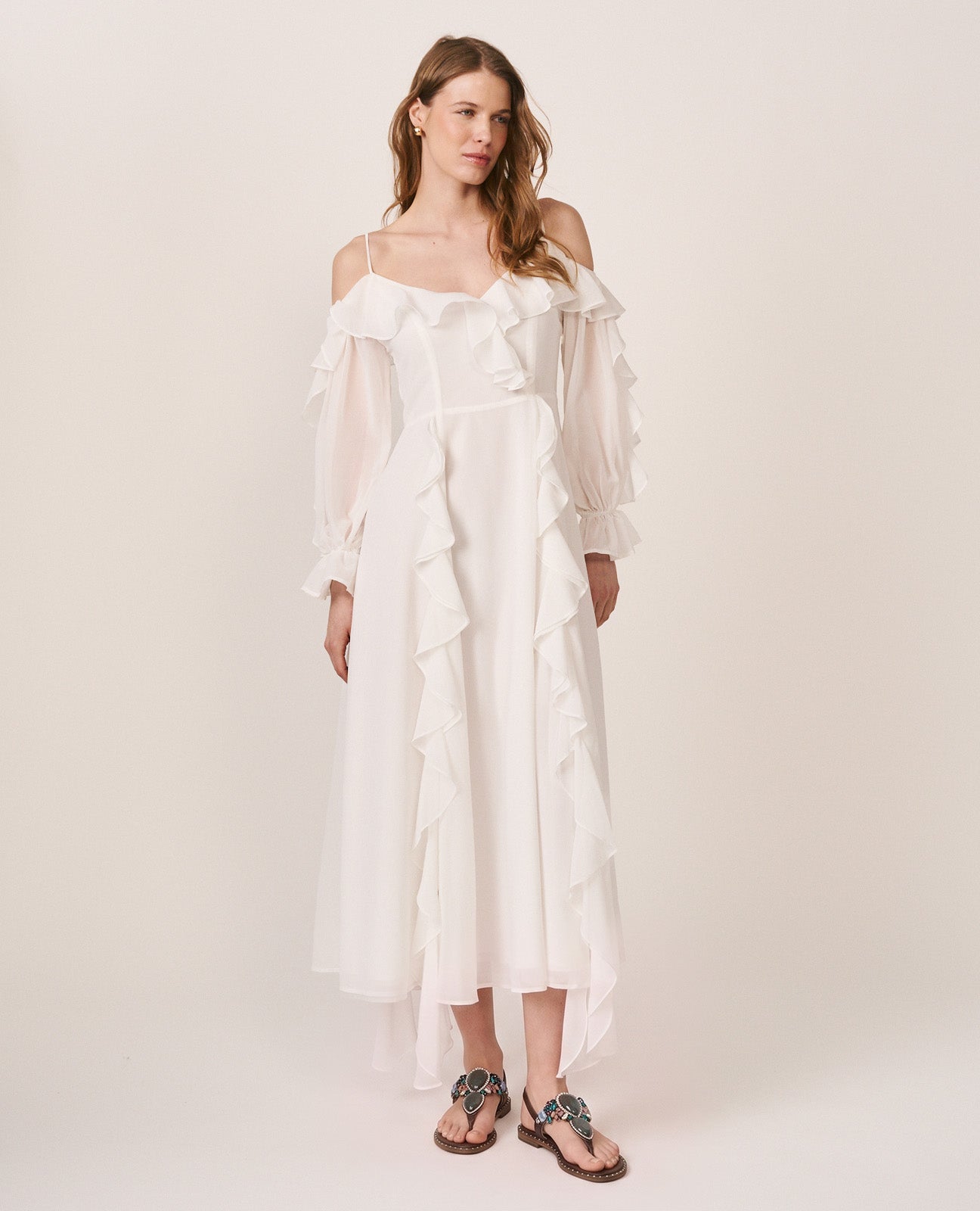 LONG-SLEEVED MIDI DRESS