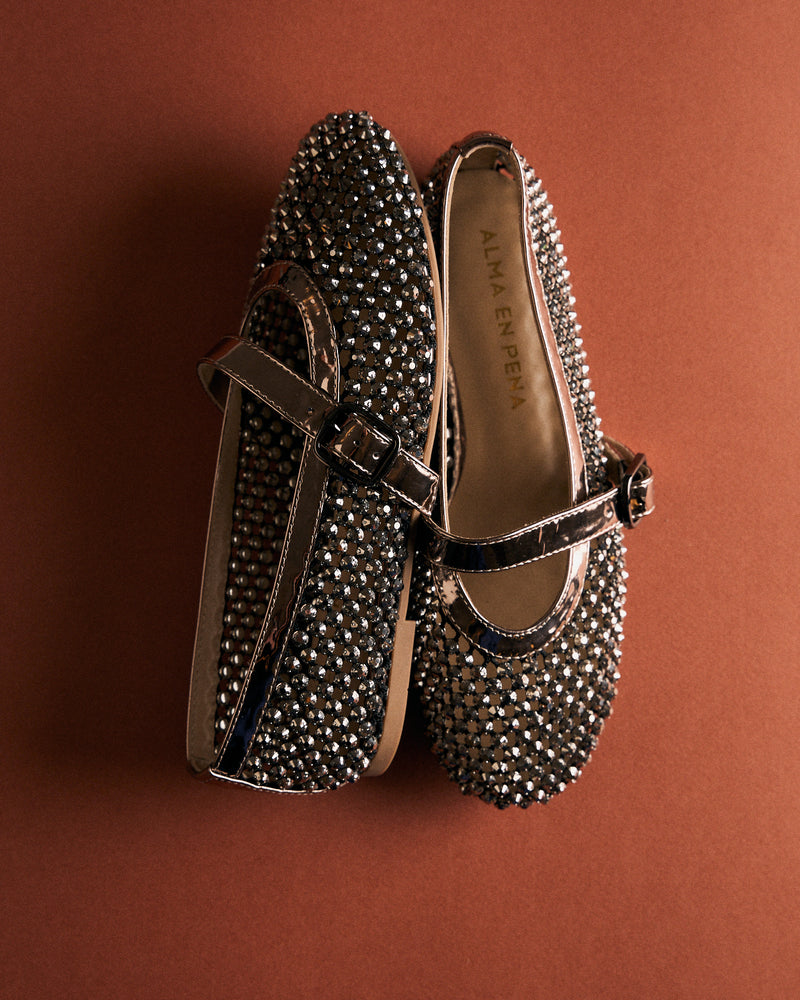 SCARPE DA BALLO METALLIZZATE CON FIBBIA