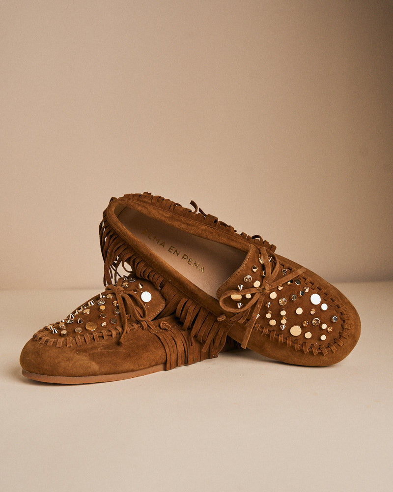 MOCASÍN DE ANTE CON FLECOS