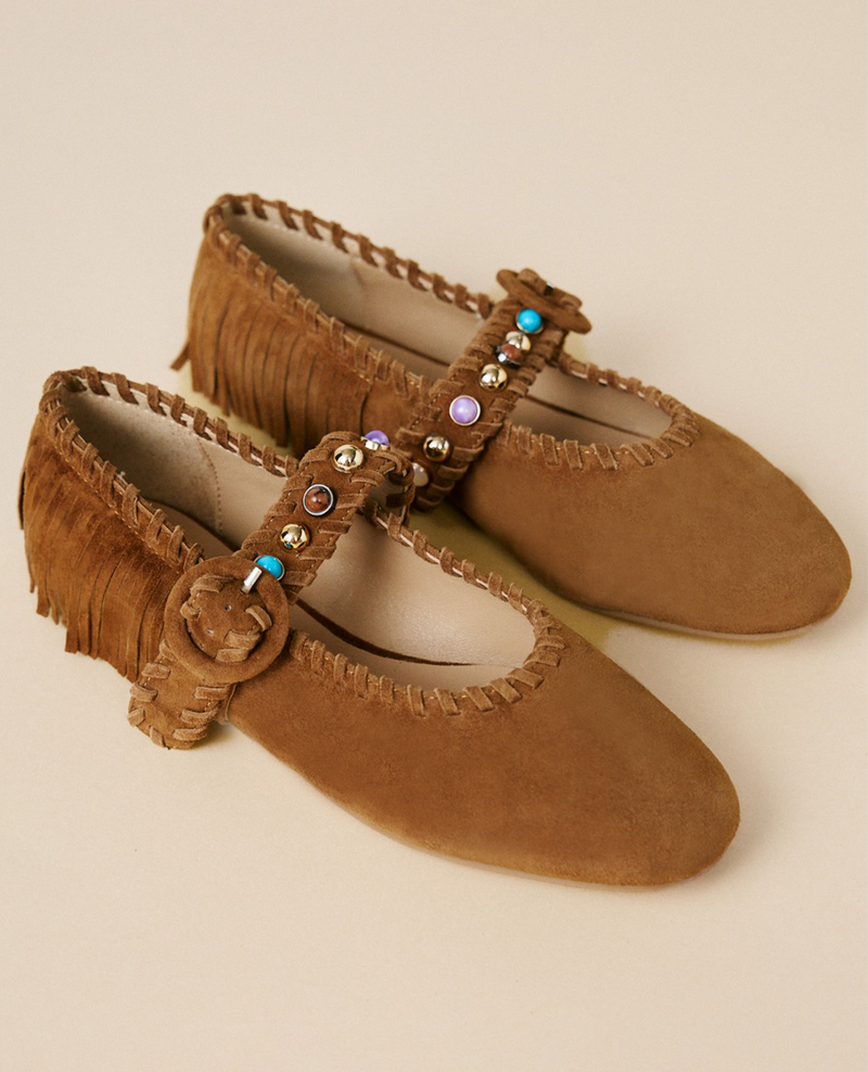 SUEDE DANCING SHOES WITH FRINGE