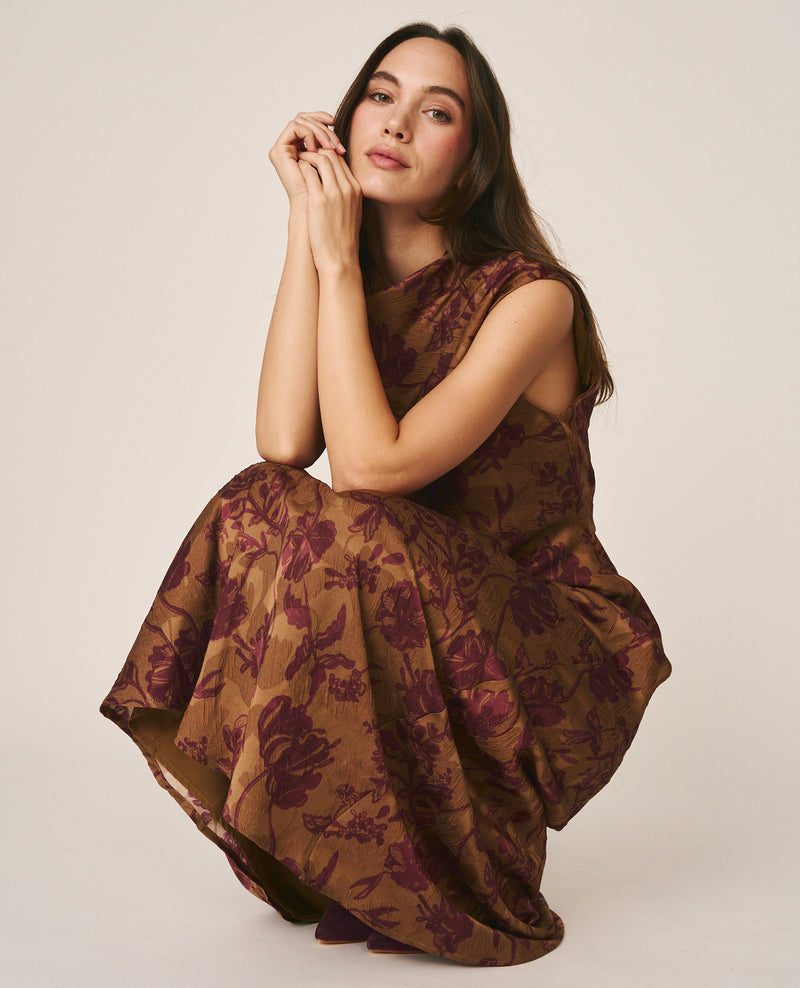 VESTIDO LARGO JACQUARD FLORAL