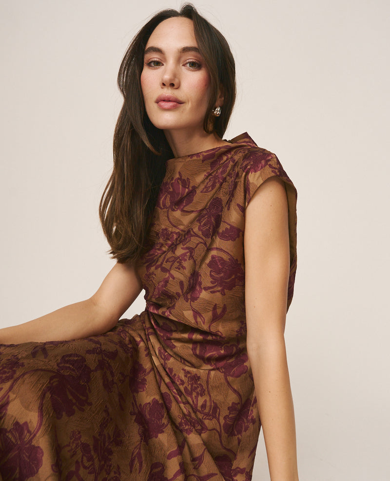 VESTIDO LARGO JACQUARD FLORAL