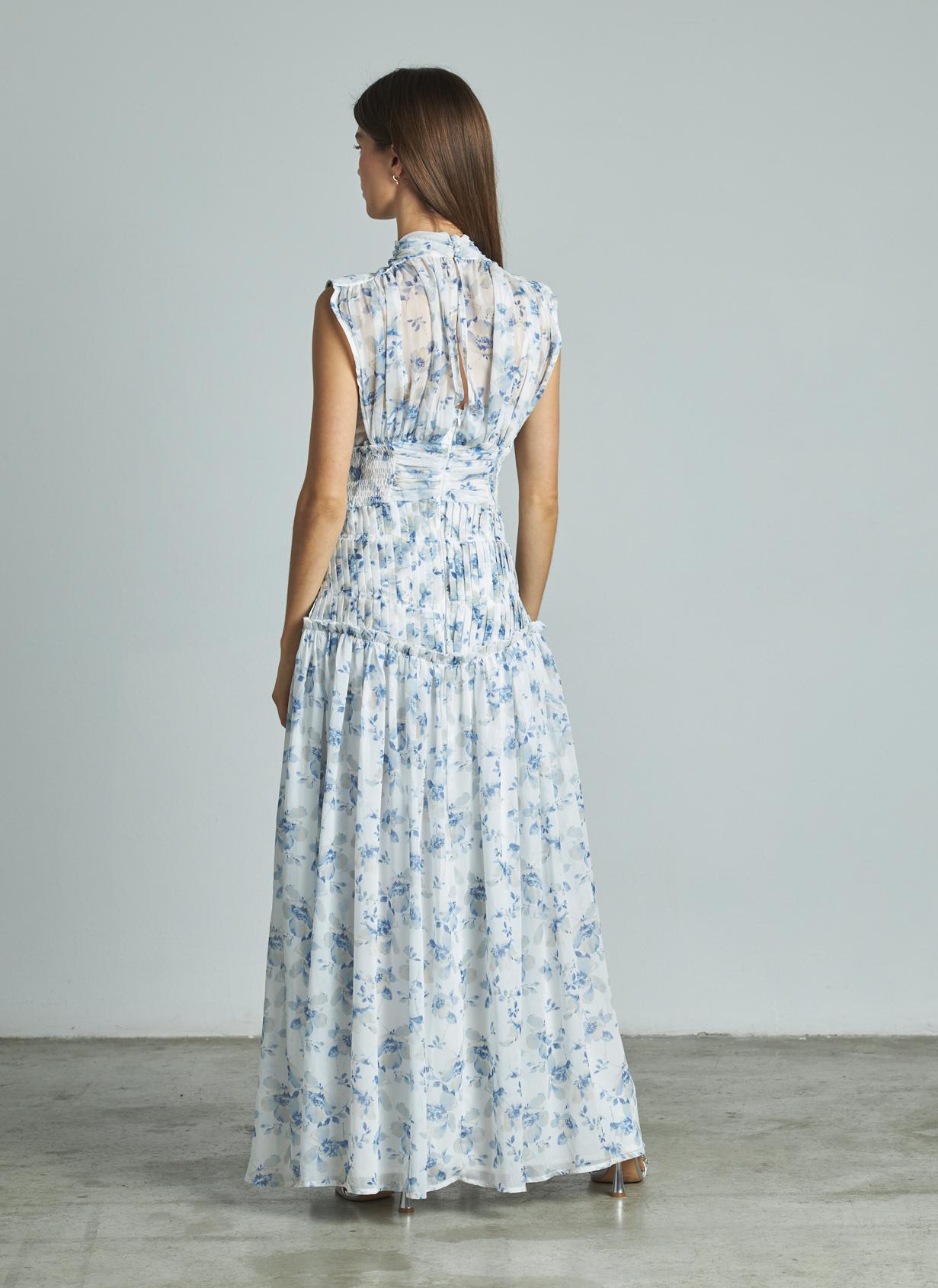 VESTIDO LARGO HALTER PLISADO