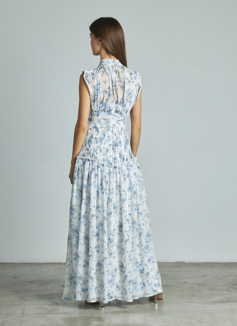 VESTIDO LARGO HALTER PLISADO