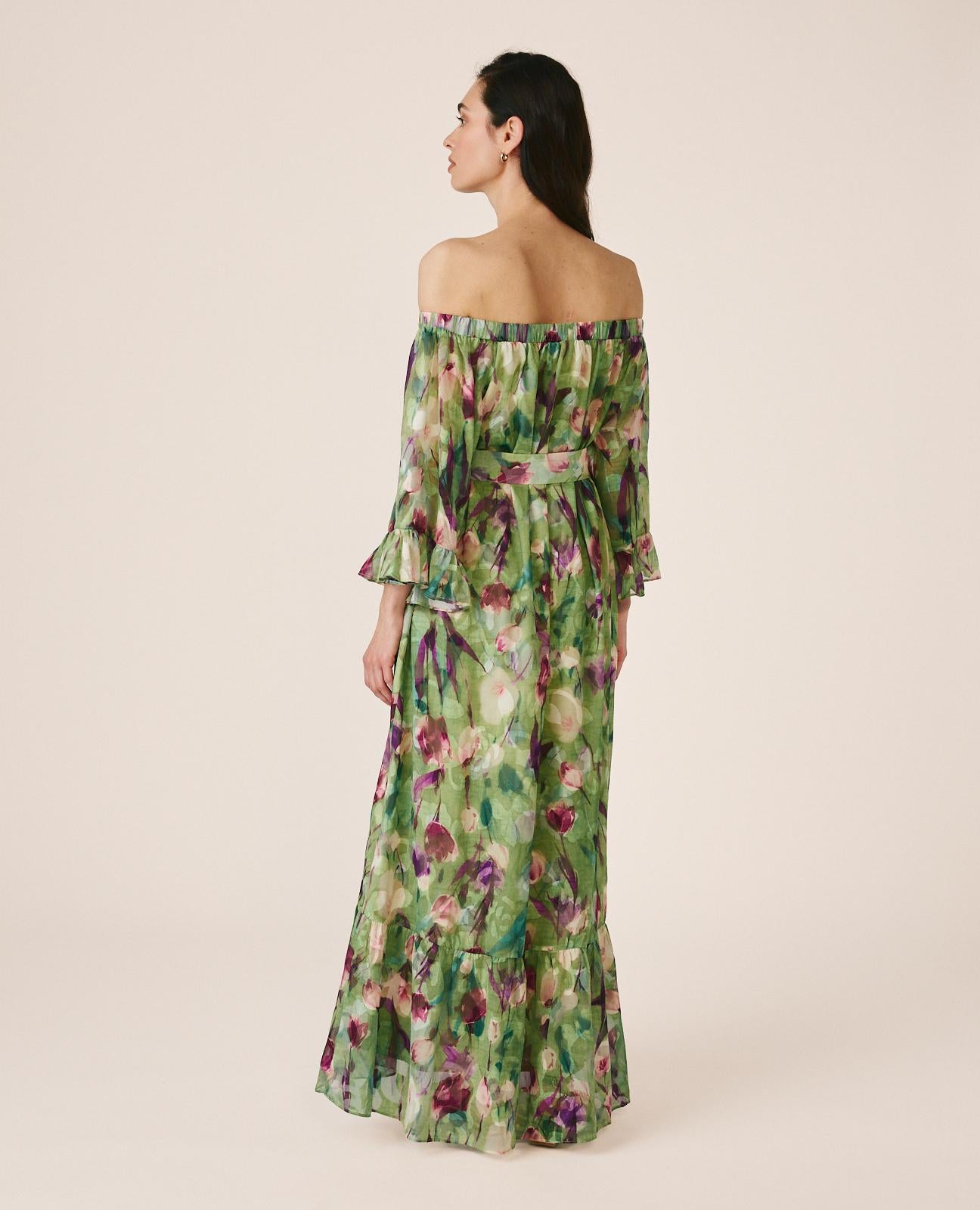 FLARED SLEEVE MIDI DRESS