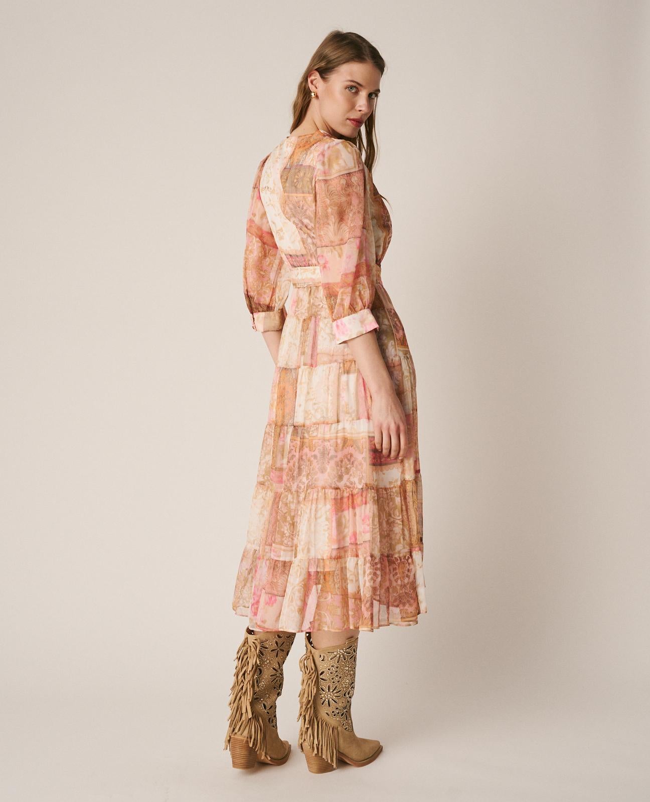 VESTIDO ESTAMPADO CINTURÓN