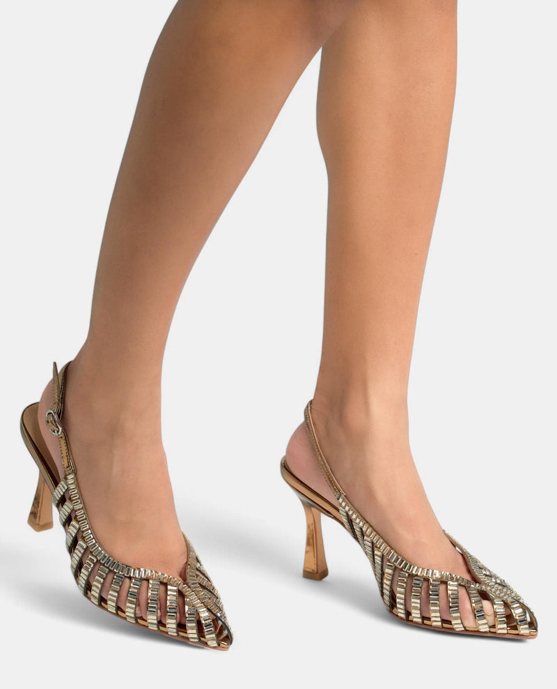 SAPATO DE SALTO COM EFEITO CRISTAL