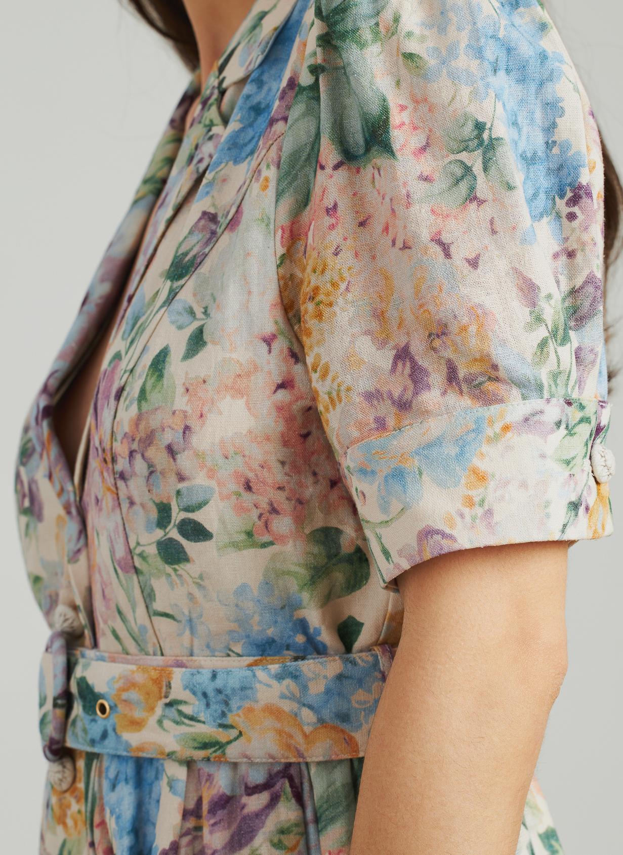 VESTIDO MIDI BORDADO CINTURÓN