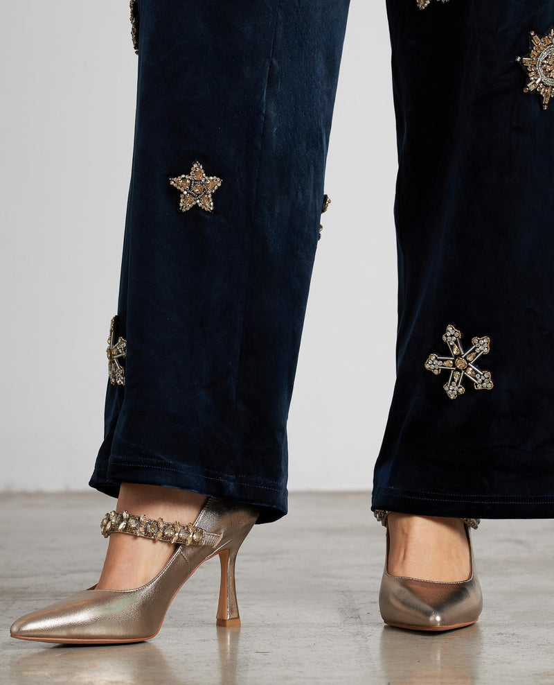 PANTALÓN RECTO TERCIOPELO ABALORIOS