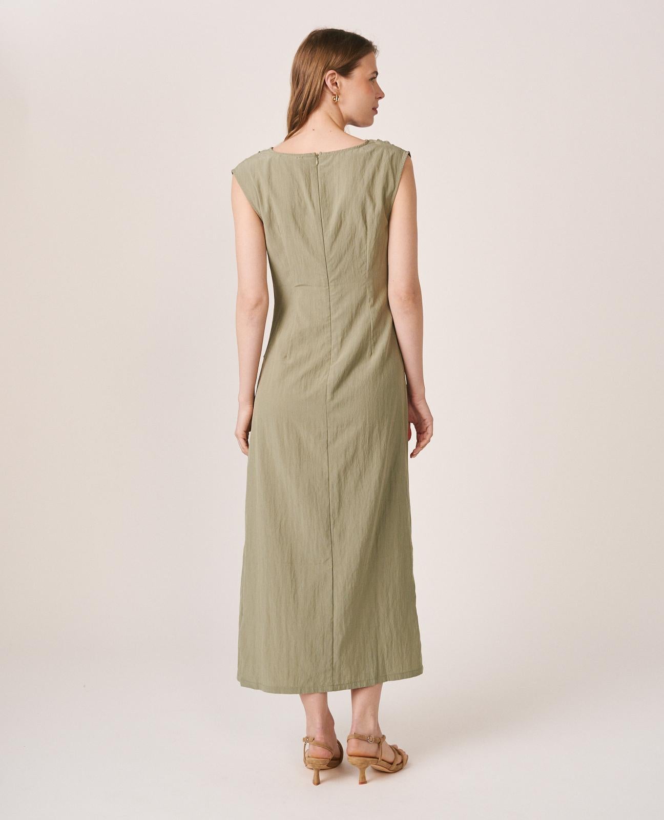 VESTIDO CUELLO DRAPEADO