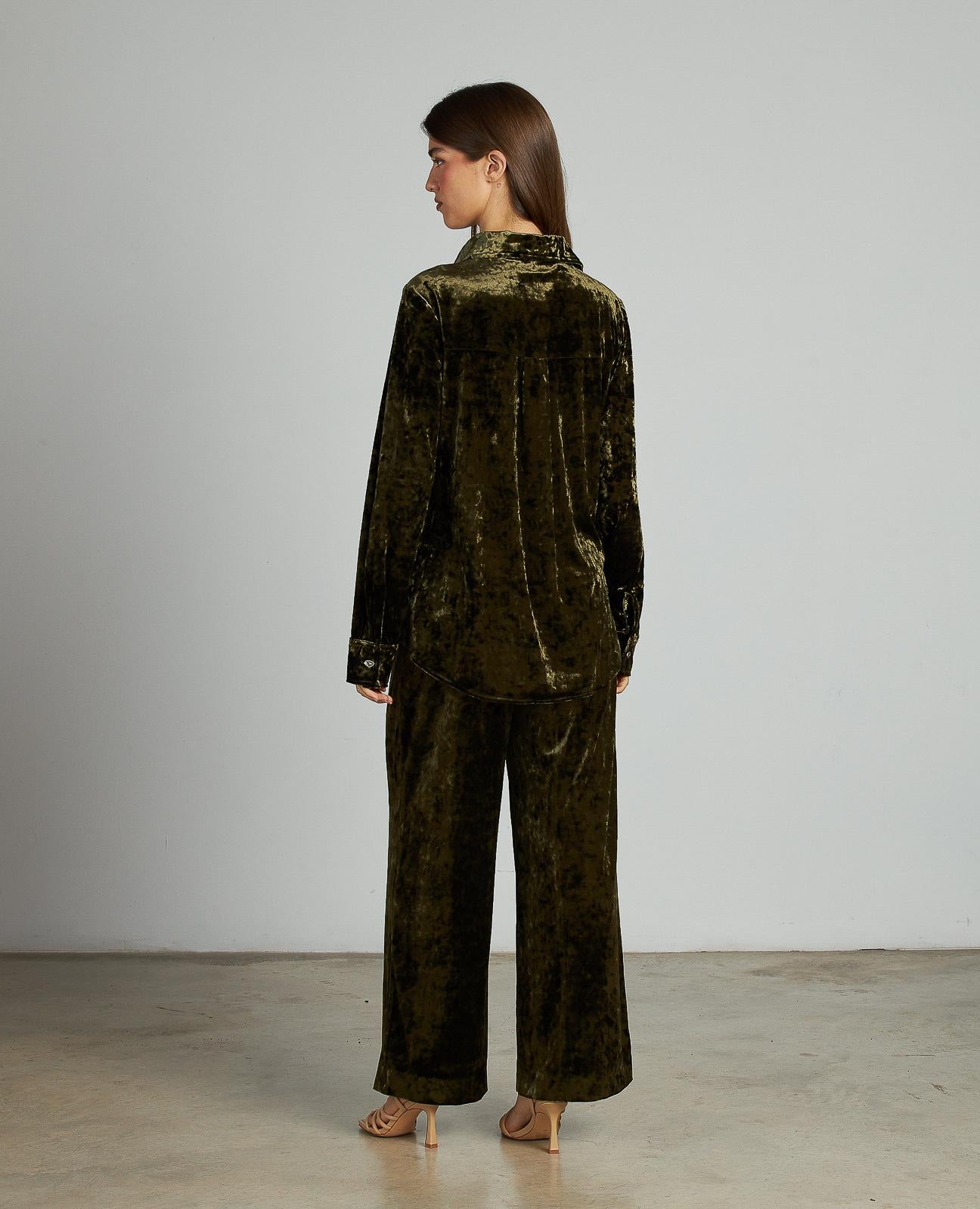 CAMISA DRAPEADA TERCIOPELO