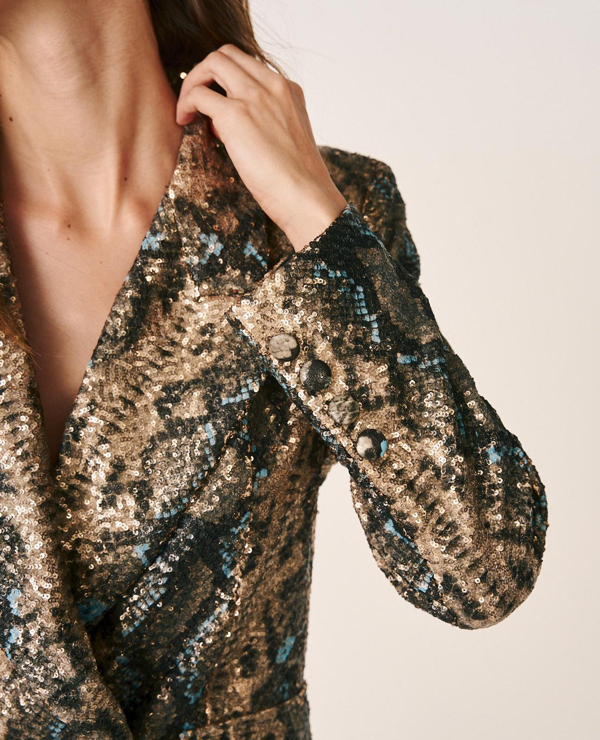 ANIMAL PRINT SEQUIN BLAZER