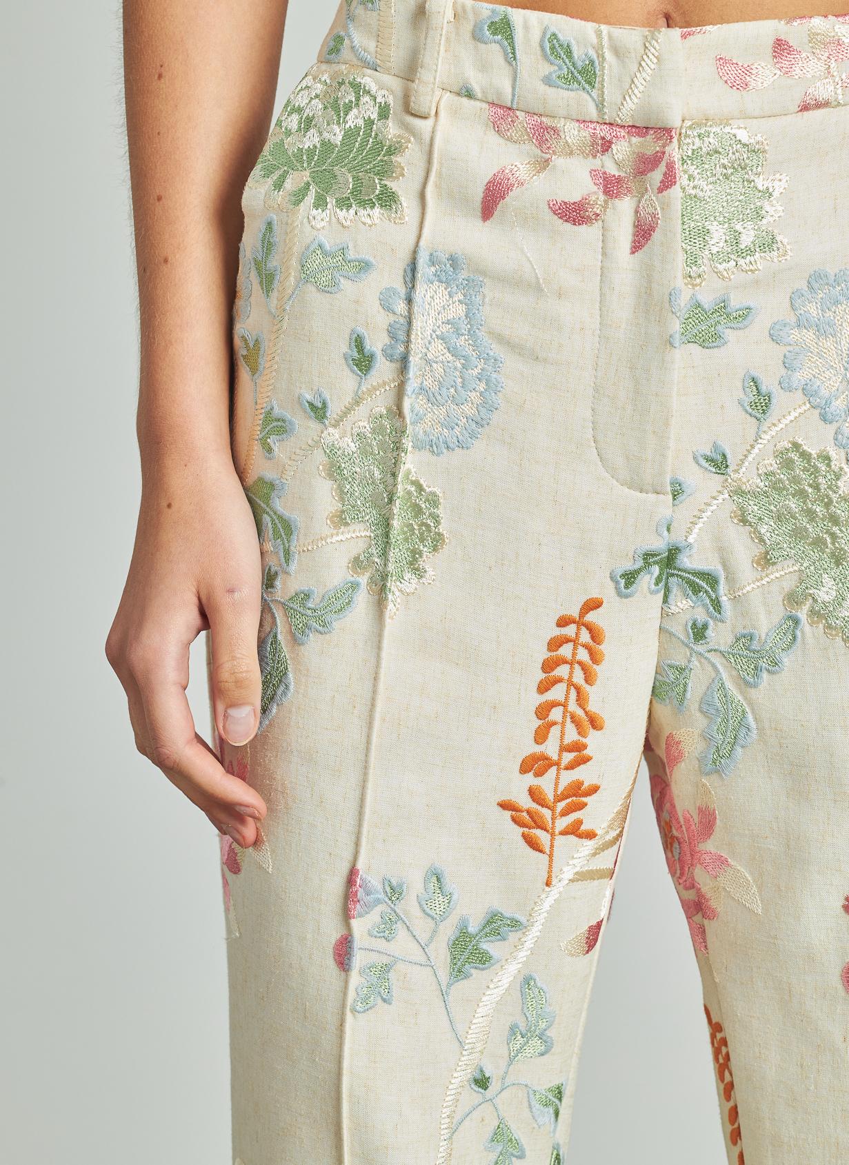 EMBROIDERED FLARED PANTS