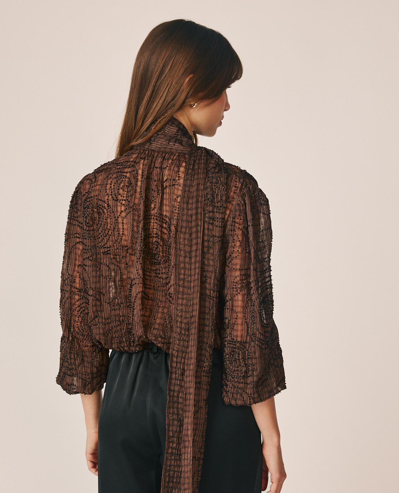 BLUSA ORGANZA CON CUENTAS