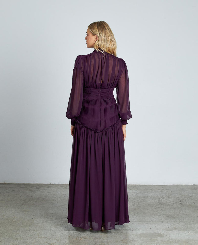 VESTIDO LARGO CON FRUNCIDO