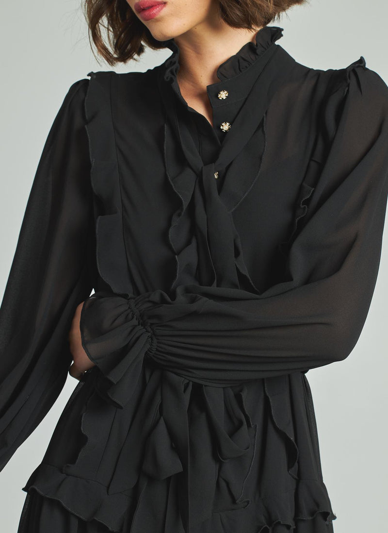 VESTIDO MIDI VOLANTES CINTURÓN