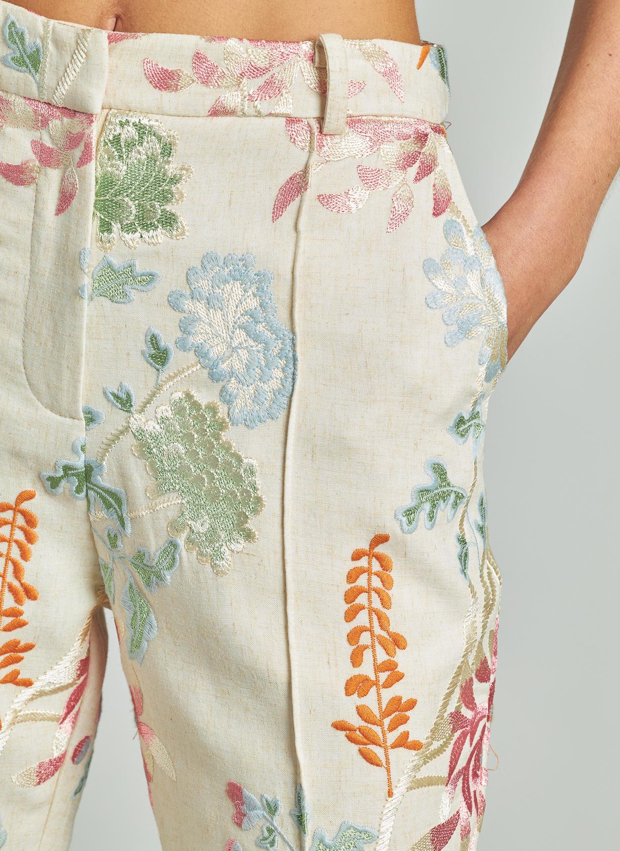 EMBROIDERED FLARED PANTS