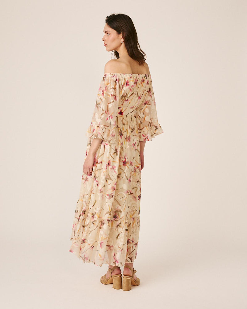 VESTIDO MÉDIO COM MANGAS FOLHADAS