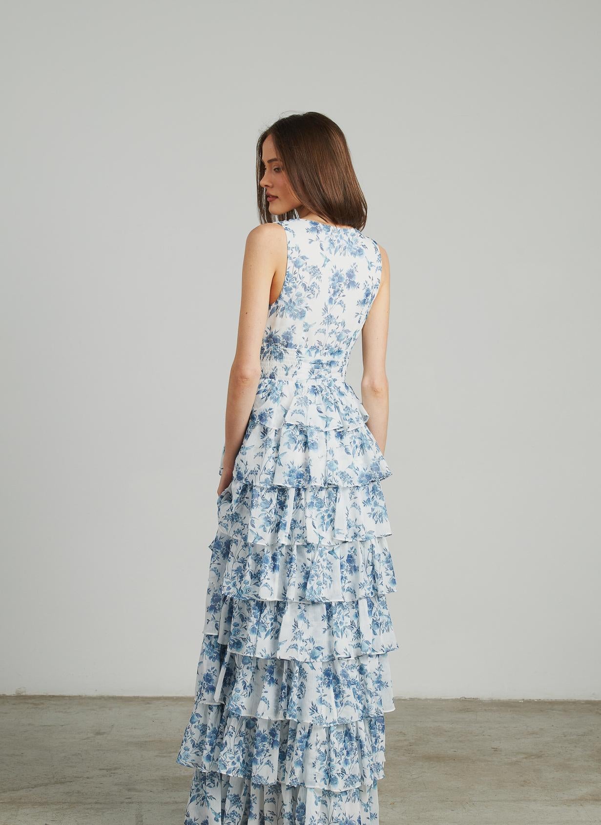 LONG DRESS WITH RUFFLED STRAPS