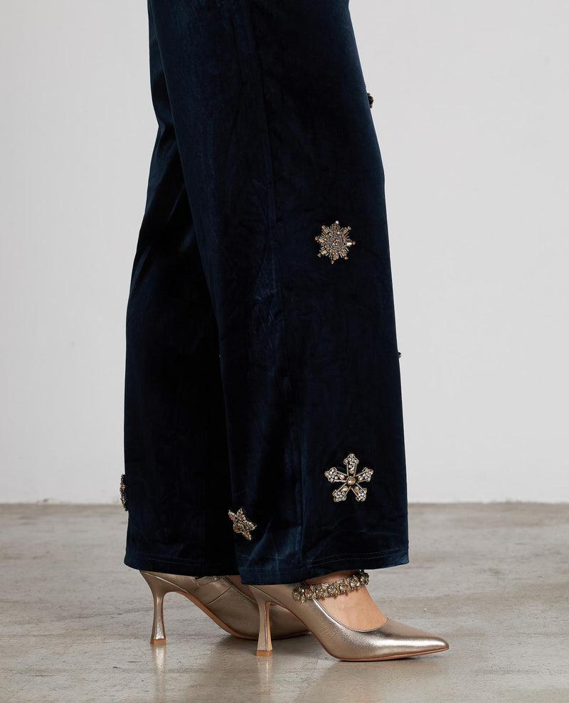 PANTALÓN RECTO TERCIOPELO ABALORIOS