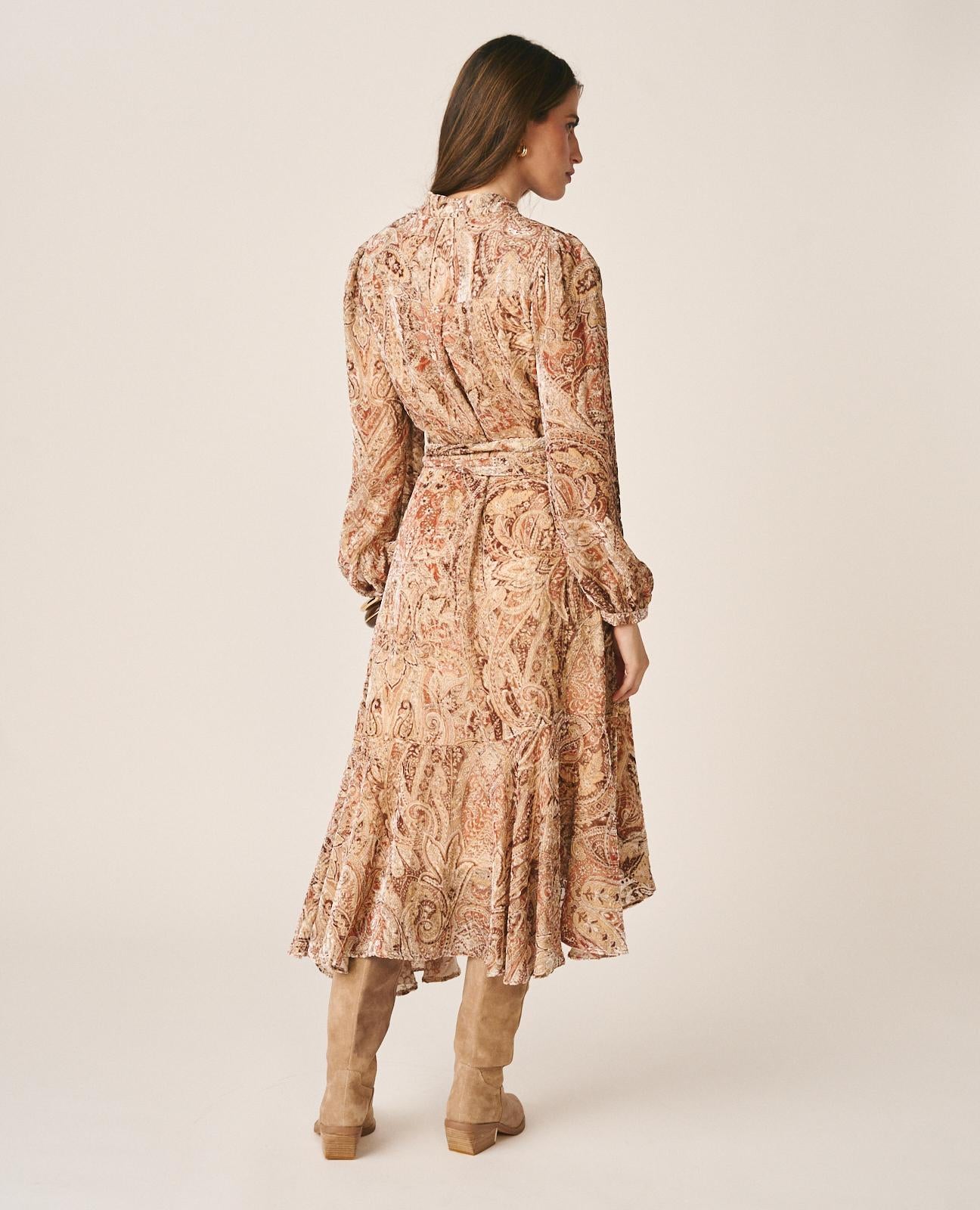 VESTIDO MIDI SEDA PAISLEY