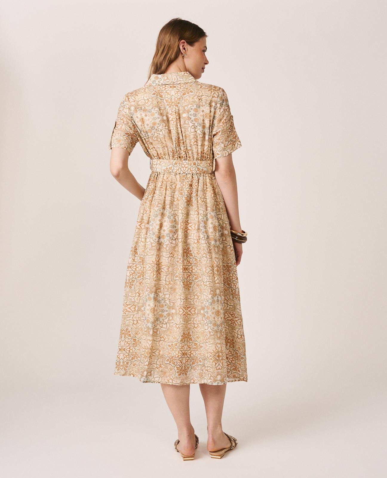 MOSAIC PRINT MIDI DRESS