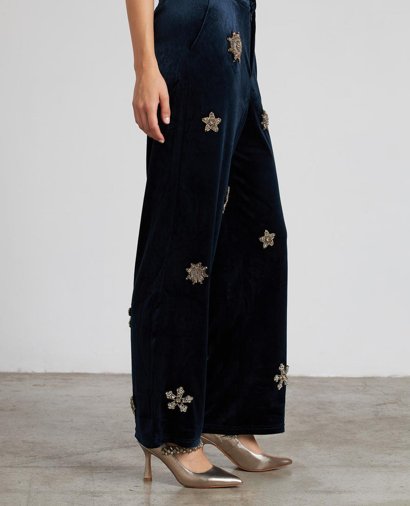 PANTALÓN RECTO TERCIOPELO ABALORIOS